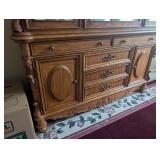 Ornate Oak Display Cabinet with Glass Shelving