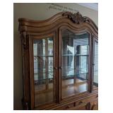 Ornate Oak Display Cabinet with Glass Shelving