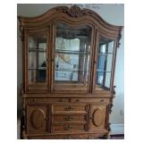 Ornate Oak Display Cabinet with Glass Shelving