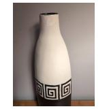 Greek Key Pattern Ceramic Vase - 16 in