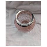 Pink Glass Flower Vase with Metal Mesh Lid