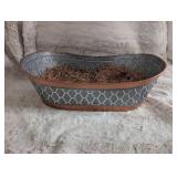 Gray and Copper Decorative Bowl with Quatrefoil Pattern