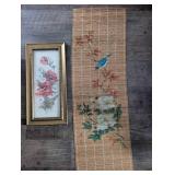 Japanese Bamboo Wall Art and Framed Floral Print Set