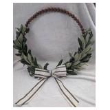 Farmhouse Olive Branch Wreath with Wood Beads