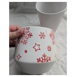 Holiday Ceramic Planters Set - Snowflake and Wave Pattern