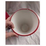 Red and White Striped Ceramic Vases