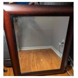 Large Dark Cherry Wood Beveled Wall Mirror - 30x36 in - Original tag $100