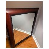 Large Dark Cherry Wood Beveled Wall Mirror - 30x36 in - Original tag $100
