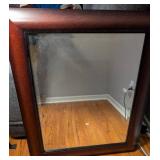 Large Dark Cherry Wood Beveled Wall Mirror - 30x36 in - Original tag $100