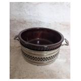 Pyrex Glass Casserole with Silver Holder