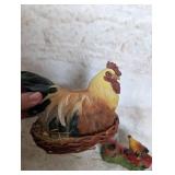 Farmyard Rooster and Red Tractor Figurine