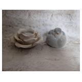 Ceramic Rose Candle Holder and Dove Figurine Set