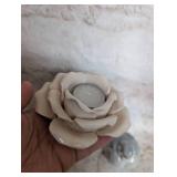 Ceramic Rose Candle Holder and Dove Figurine Set