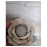 Ceramic Rose Candle Holder and Dove Figurine Set