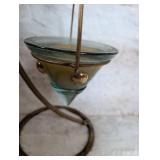 Art Deco Glass Candle with Brass Stand