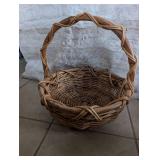 Traditional Woven Baskets and Red Wood Bushel Set