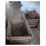 Handcrafted Wooden Plant Basket with Artificial Plants