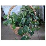 Natural Wicker Hanging Basket with Artificial Plants