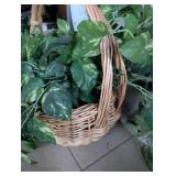Natural Wicker Hanging Basket with Artificial Plants