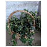 Natural Wicker Hanging Basket with Artificial Plants
