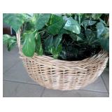 Natural Wicker Hanging Basket with Artificial Plants