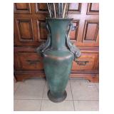Bronze Patina Floor Vase with Fish Handles - 30 in