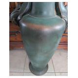 Bronze Patina Floor Vase with Fish Handles - 30 in