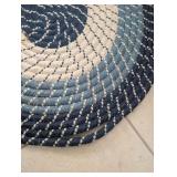 Handwoven Blue and White Braided Round Rug