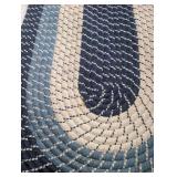 Handwoven Blue and White Braided Round Rug