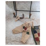 Decorative Heart Wall Mount Clothes Hanger with Patchwork Textiles