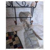 Decorative Heart Wall Mount Clothes Hanger with Patchwork Textiles