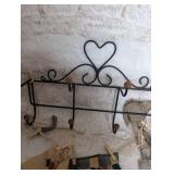 Decorative Heart Wall Mount Clothes Hanger with Patchwork Textiles
