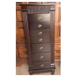 Traditional Mahogany Jewelry Armoire with Mirror