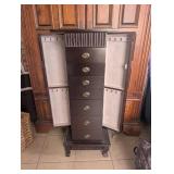 Traditional Mahogany Jewelry Armoire with Mirror