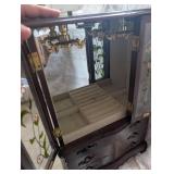 Decorative Wooden Jewelry Box with Painted Glass Panels