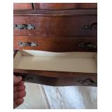 Decorative Wooden Jewelry Box with Painted Glass Panels