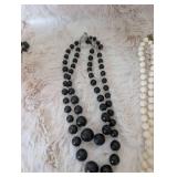 Classic Bead Necklace Collection - Black, White and Cream