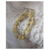 Mid-Century Yellow and Cream Glass Bead Necklace
