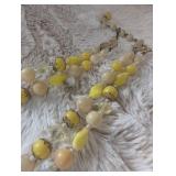 Mid-Century Yellow and Cream Glass Bead Necklace
