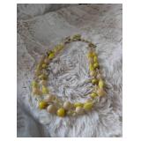 Mid-Century Yellow and Cream Glass Bead Necklace