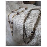 Mixed Metal Chain Necklace with Geometric Beads