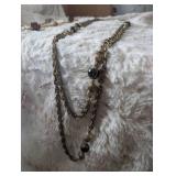 Mixed Metal Chain Necklace with Geometric Beads