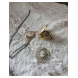 Victorian Era Jewelry Collection - Pocket Watches and Cameo Brooch