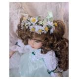 Victorian Style Porcelain Doll with Daisy Crown