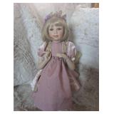 Porcelain Fairy Doll in Pink Dress with Butterfly Wings