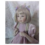 Porcelain Fairy Doll in Pink Dress with Butterfly Wings