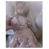 Porcelain Fairy Doll in Pink Dress with Butterfly Wings