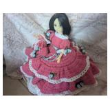 Handmade Crochet Doll Dress with Blue Roses