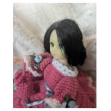 Handmade Crochet Doll Dress with Blue Roses