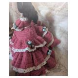 Handmade Crochet Doll Dress with Blue Roses